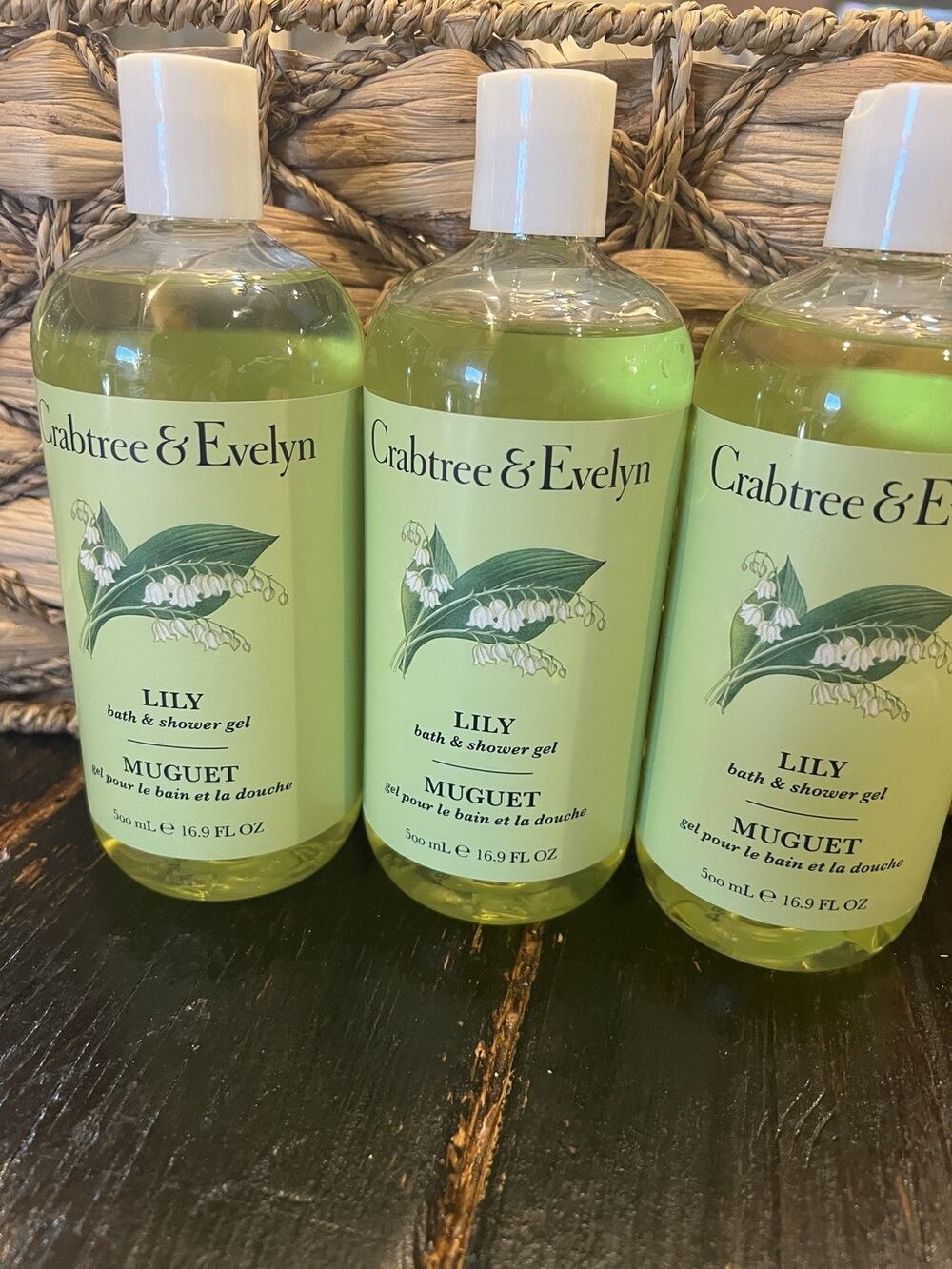 LOT x 3 Crabtree & Evelyn LILY Bath & Shower Gel Set LILY OF THE VALLEY FLORAL